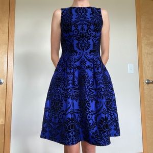 Midnight blue with black velvet detailing